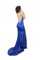 Outlet High Neck Long Open Back Lace Bridesmaid Dress / Prom Dress with Train