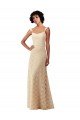 Outlet Lace A-Line Long Bridesmaids Dress with Satin Waistband