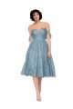 Outlet Off the Shoulder Sweetheart Chantilly Lace Midi Length Cocktail Bridesmaid Dress