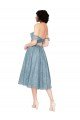 Outlet Off the Shoulder Sweetheart Chantilly Lace Midi Length Cocktail Bridesmaid Dress