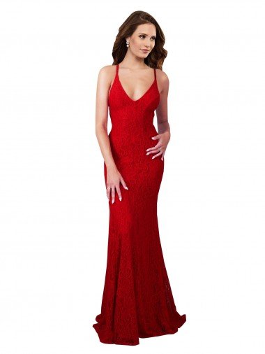Outlet Low Back V-Neckline Floor Length Formal Lace Bridesmaid Dress / Prom Dress