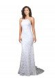 Outlet Mermaid Fitted High Neck Low Back Fishtail Wedding Dress