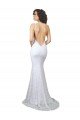 Outlet High Neck Backless Lace Wedding Dress with Plunging Low Back