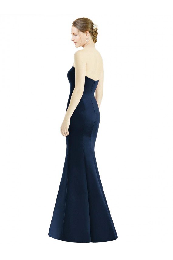 Outlet Long Mermaid Full Length Strapless Satin Bridesmaid Dress