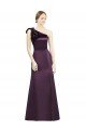 Outlet Full Length One Shoulder Satin Bridesmaid Dress with Bow Shoulder Detail