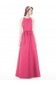 Outlet Jewel Neck Keyhole Back Sleek Long Satin Bridesmaid Dress