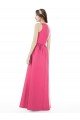 Outlet Jewel Neck Keyhole Back Sleek Long Satin Bridesmaid Dress