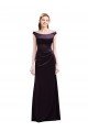 Outlet Off The Shoulder Long Satin Bridesmaid Dress with Asymmetrical Pleated Bodice