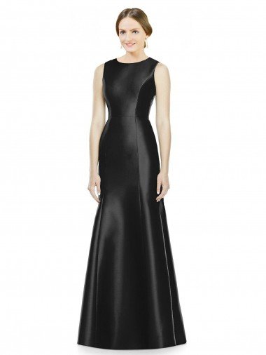 Outlet Full Length Mermaid Long Satin Bridesmaid Dress with Keyhole Back