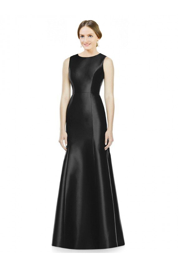 Outlet Full Length Mermaid Long Satin Bridesmaid Dress with Keyhole Back