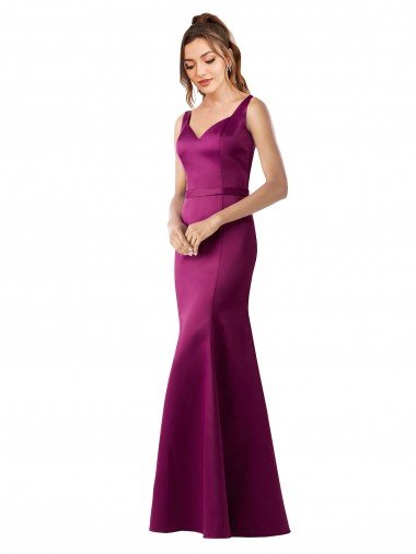 Outlet Fitted Sexy Open Back Formal Satin Bridesmaids Dress with Floral Details