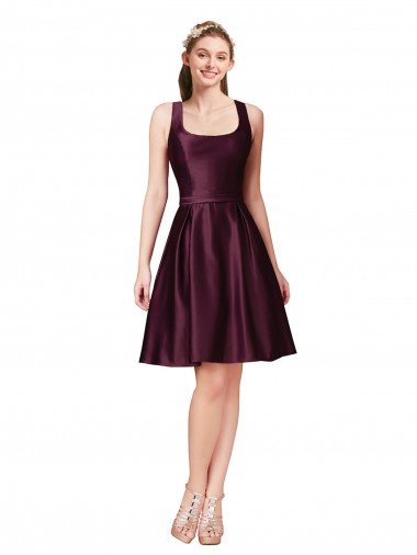 Outlet Classic Cocktail Knee Length Satin Bridesmaid Dress / Prom Dress with V Back and Bow Detail
