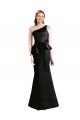 Outlet Long One Shoulder Satin Bridesmaid Dress with Bow Ties