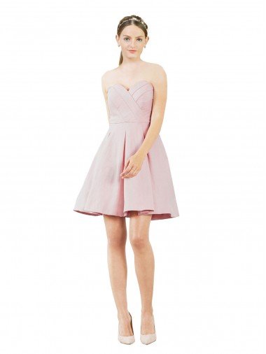 Outlet Short Knee Length Sweetheart Satin Cocktail Bridesmaid Dress