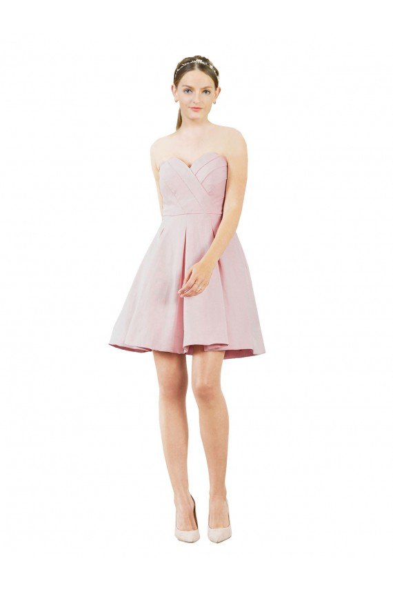 Outlet Short Knee Length Sweetheart Satin Cocktail Bridesmaid Dress
