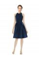 Outlet Short Halter Cocktail Length Luxe Satin Cocktail Bridesmaid Dress