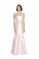 Outlet Long Sweetheart Satin Bridesmaid Dress with Slim Beaded Sash