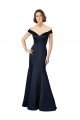 Outlet Fit and Flare Satin Bridesmaid Dress / Prom Dress with Off the Shoulder Neckline