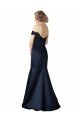 Outlet Fit and Flare Satin Bridesmaid Dress / Prom Dress with Off the Shoulder Neckline
