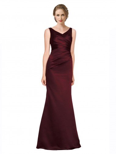 Outlet Figure Shaping Formal Satin Bridesmaid Dress / Prom Dress with Structured Pleats