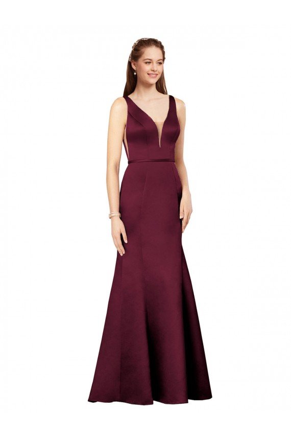 Outlet Sexy Formal Satin Bridesmaid Dress / Prom Dress with Side Cutouts