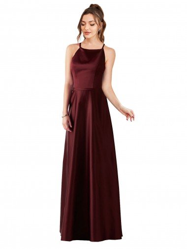 Outlet Sleek Satin Bridesmaids Dress with Pockets