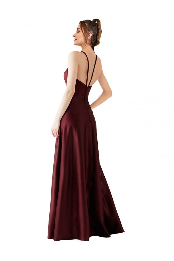 Outlet Sleek Satin Bridesmaids Dress with Pockets