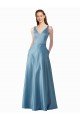Outlet Classic Satin V-Neck A-Line Bridesmaids Dress with Pockets