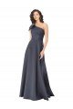 Outlet Rouched One Shoulder Floor Length Formal Satin Bridesmaid Dress / Prom Dress with Bow
