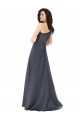 Outlet Rouched One Shoulder Floor Length Formal Satin Bridesmaid Dress / Prom Dress with Bow