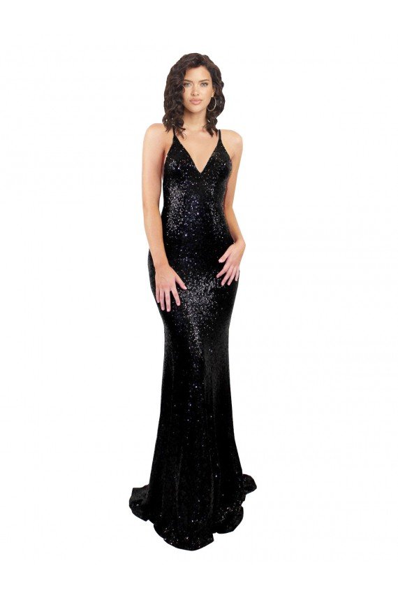 Outlet Sleek Fishtail Shaped Open Back Formal Sequin Bridesmaid Dress / Prom Dress