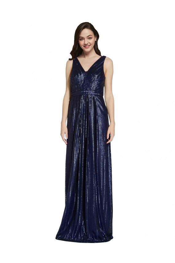 Outlet Long V-Neck Sparking Formal Sequin Bridesmaid Dress / Prom Dress with Low V-Back