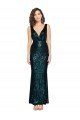 Outlet V-Neck Full Length Formal Sequin Bridesmaid Dress / Prom Dress with Draped Back