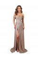 Outlet Strapless Scoop Neck Off the Shoulder Long Formal Sequin Bridesmaid Dress / Prom Dress with High Slit