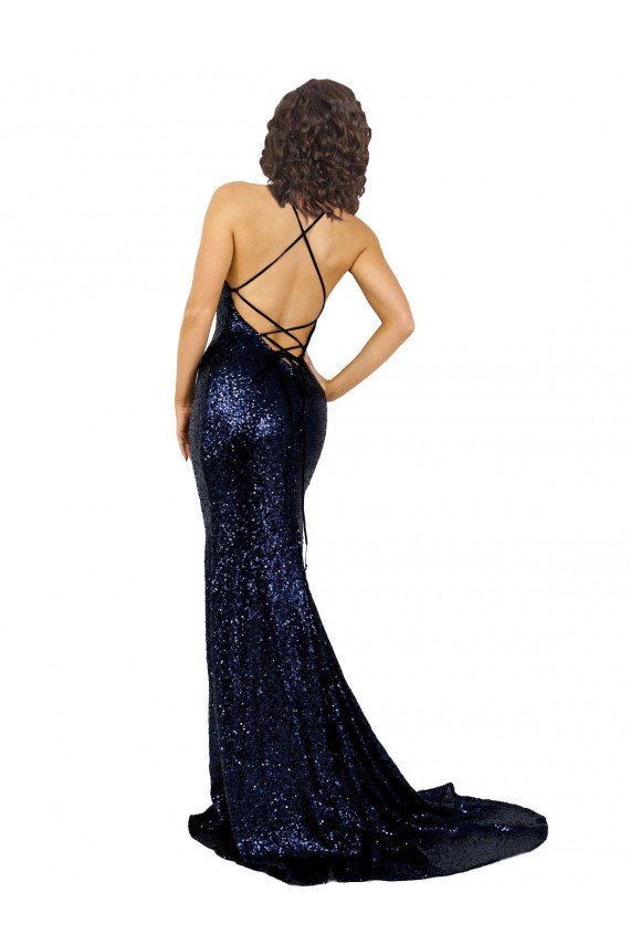 Outlet Mermaid V-Neck Low Back Long Formal Sequin Bridesmaid Dress / Prom Dress