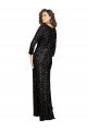 Outlet Deep V-Neckline Full Back Long Sleeves Sparkling Formal Sequin Bridesmaid Dress / Prom Dress with High Slit