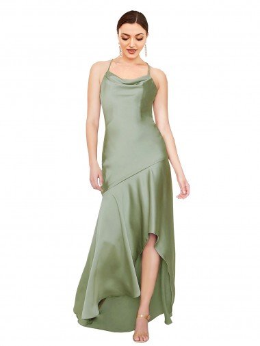 Outlet Formal Silky Satin Bridesmaid Dress / Prom Dress with Bias Cut Skirt