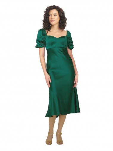 Outlet Ruched Sleeve Formal Silky Satin Bridesmaid Dress / Prom Dress