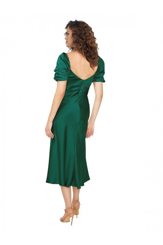 Outlet Ruched Sleeve Formal Silky Satin Bridesmaid Dress / Prom Dress