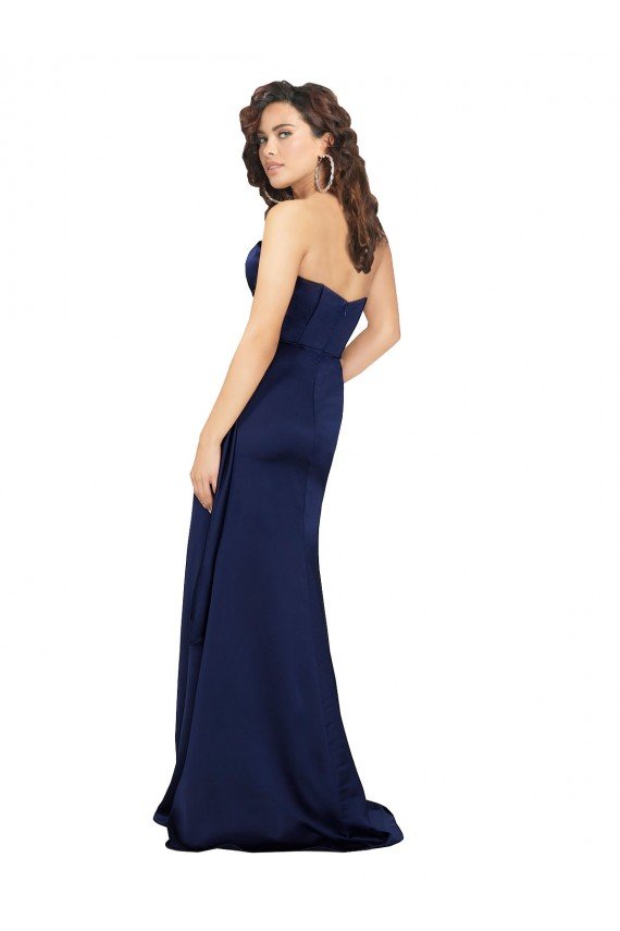Outlet Floor Length Wrap Skirt Formal Silky Satin Bridesmaid Dress / Prom Dress