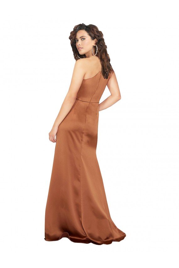 Outlet One Shoulder Formal Silky Satin Bridesmaid Dress / Prom Dress
