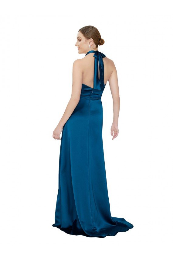 Outlet Halter Neck Formal Silky Satin Bridesmaid Dress / Prom Dress