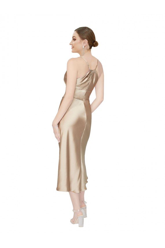 Outlet Empire Waist Formal Silky Satin Cocktail Midi Bridesmaid Dress / Prom Dress