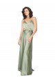 Outlet Formal Silky Satin Bridesmaid Dress with Tied Waist