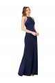 Outlet High Neck Satin Bridesmaid Dress / Prom Dress with Strappy Back