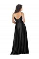 Outlet Full Length V-Neckline Formal Silky Satin Bridesmaid Dress / Prom Dress with Full Skirt