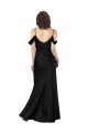 Outlet Off the Shoulder Sleeves Formal Silky Satin Bridesmaid Dress / Prom Dress with Skirt Slit