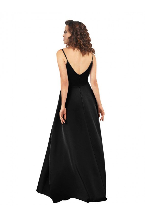 Outlet High Low V-Neckline Formal Silky Satin Tulip Bridesmaid Dress / Prom Dress with Wrap Skirt