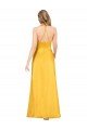 Outlet Halter A-Line Formal Silky Satin Bridesmaid Dress / Prom Dress with V-Neckline and Slit