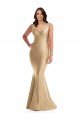 Outlet Shirred Shoulder Formal Silky Satin Mermaid Bridesmaid Dress / Prom Dress